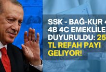 SSK - BAĞ-KUR 4A 4B 4C Emeklilere Duyuruldu: 2500 TL Refah Payı Geliyor!